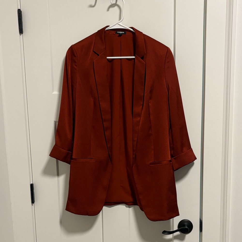 Express Rust Open-Front Blazer Jacket
